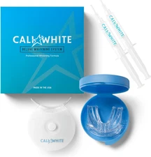 Teeth Whitening Strip Kit with LED Light and Batteries - Organic Peroxide Teeth 