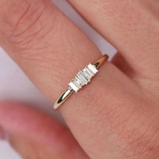 0.50Ct Baguette Cut Diamond 5 Stone Half Eternity Band Ring 14K Yellow Gold Over