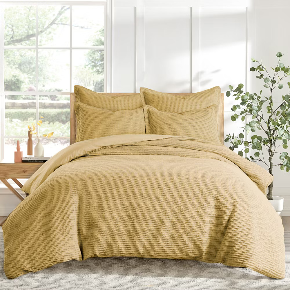 Cloud Waffle Ochre King Duvet Set - Levtex Home 23190₽