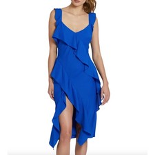 $238 Amanda Uprichard Cantara Midi Dress Womens Size S Blue Spaghetti Strap New