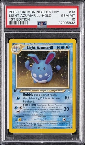 2002 POKEMON NEO DESTINY 1ST EDITION #13 LIGHT AZUMARILL-HOLO PSA 10