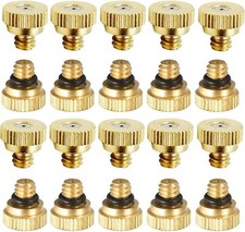 20 Pack Brass Misting Nozzles Tees Brass Spray Nozzles for Greenhouse Landscape