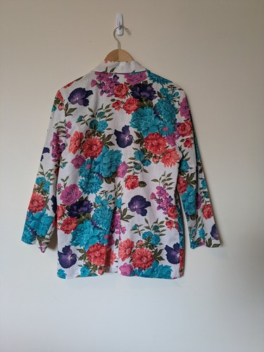 Vintage Women's Worthington Colorful Floral Blazer Jacket Size 12P Petite USA - Picture 2 of 8