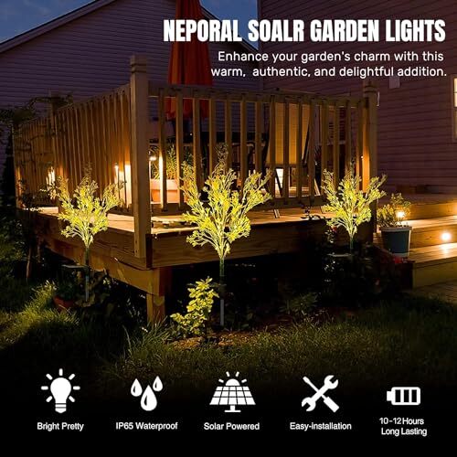 Neporal Solar Garden Lights Outdoor Decorative, Solar Flowers Lights