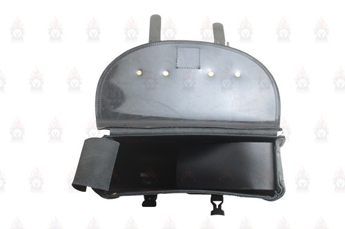 Black Color "LEATHER SADDLE BAG Fit For Royal Enfield New Classic Reborn 350" - Picture 12 of 18