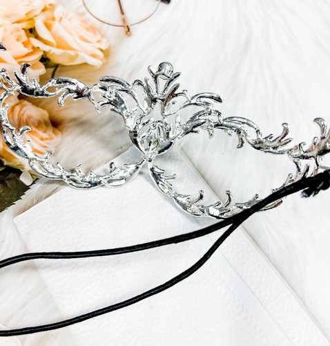 Black Crystal Masquerade Mask, Silver Party Mask, Prom Mask, Renaissance Mask - Picture 5 of 7