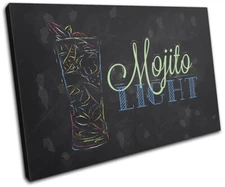 Mojito Cocktail Alcohol Bar Vintage SINGLE CANVAS WALL ART Picture Print