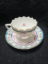 Adorable Mini VTG Scalloped China Floral Collectors Delight Tea Cup & Saucer Set