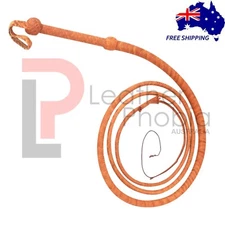 Real CowHide Leather Bullwhip 8 Feet Long 12 Plait Heavy Duty Bull Whip Handmade