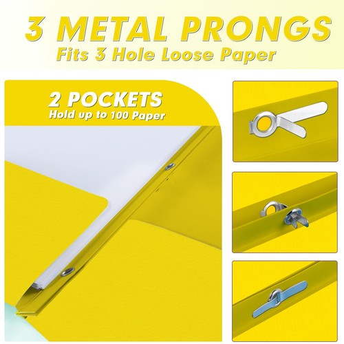 Two Pocket Folders 30 Pack Two Pocket Folders with Prongs 3 Prong Folders Des... - Picture 3 of 7