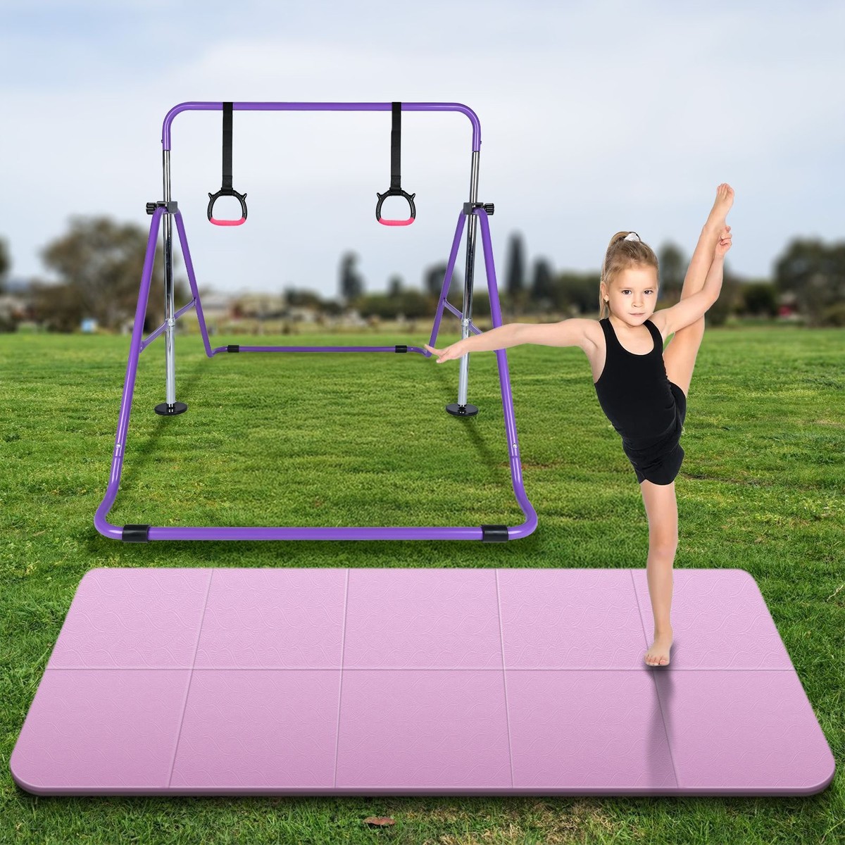 Adjustable Kid Gymnastics Bar Training Kids Bar Floor Exercise Mat