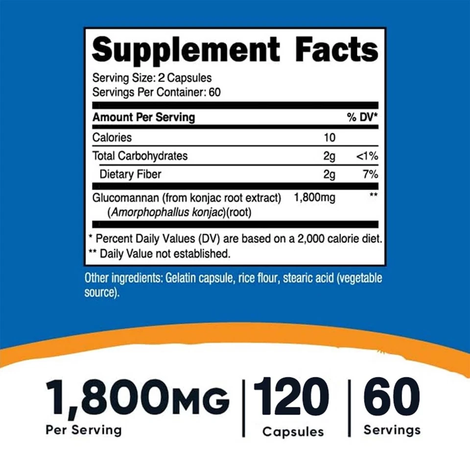 120pcs Glucomannan Konjac Root Extract 1800mg - Suppress Appetite, Weight Loss - Bild 2 von 4