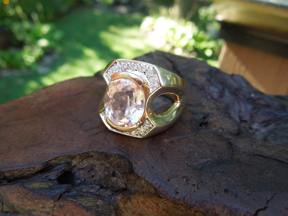 Anillo contemporáneo moderno audaz de kuncita de oro amarillo de 14 k Estate talla 10 1/2 13,7 g Foto 4 de 4