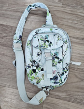 Vera Bradley Sling Backpack Blue Floral Print Backpack Seawater Blooms Utility