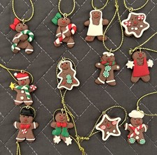 12 pc Lot MINI Gingerbread Candy Christmas Tree Ornaments Scrapbooking  Crafts