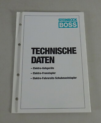 Technical Data Sheet Steinbock Boss Electric Device Front Stacker Driver Seat