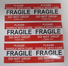 FRAGILE STICKER 2" x 3" FRAGILE DO NOT DROP Red Stickers Waterproof