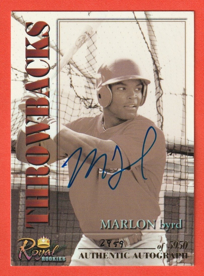 MARLON BYRD - 2001 Royal Rookies Throwbacks #8 Autographs   2959/5950 *Phillies*