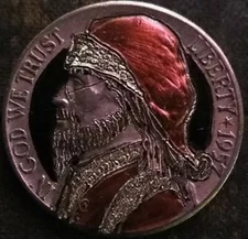 Hobo Nickel hand carved original by J&M Tarantula Buffalo nickel Old Saint Nick