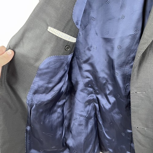 Giacca blazer lana nero David Donahue 42L risvolto intagliato chiusura 2 bottoni Super150 - Foto 10 di 10