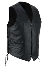 Men's Motorcycle vest Genuine Leather vest Club Style Biker Vest, Gun Pocket 103