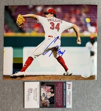CINCINNATI REDS- CONNOR PHILLIPS AUTOGRAPH 8x10 ACTION PHOTO JSA AS93144