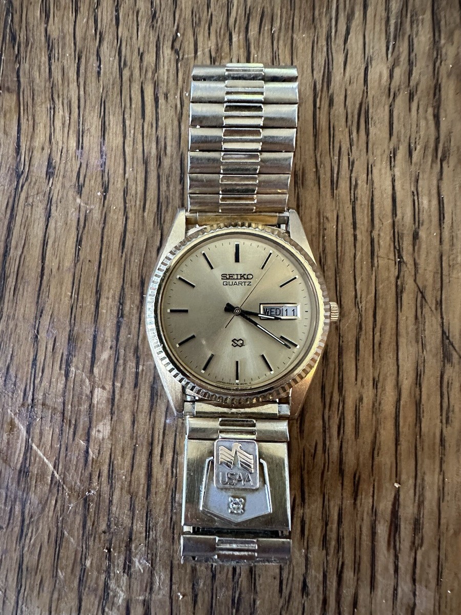 1990's Men's Seiko Gold Watch with Diamond | eBay
