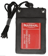 BLACK - Neck - LEATHER ID HOLDER CARD POUCH WALLET MARSHAL!!!