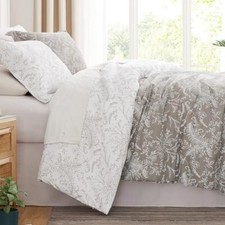 Southshore Fine Living Twin Mattress Comforter Set Floral Winter Brush Grey/Whit