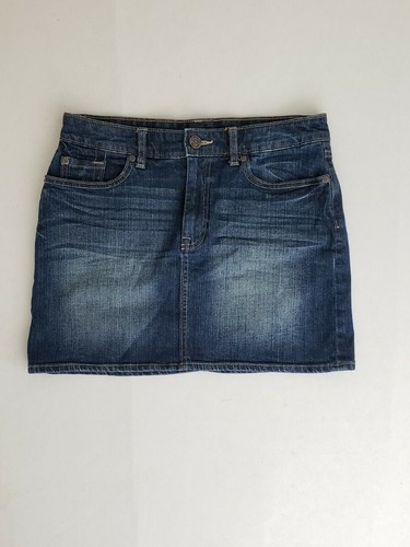 GAP Blue Jean High Waisted Denim Cotton Pockets Mini Skirt Size 6 28 Medium Wash - Picture 2 of 12