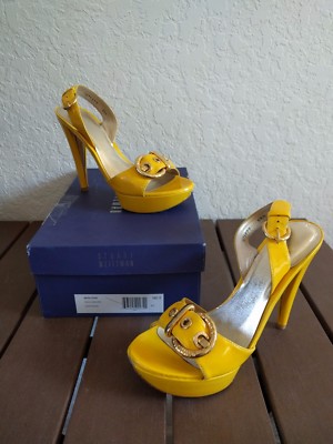 Stuart Weitzman Women's ''MISSJANE'' SUN ANILINE YELLOW HEELS Size 6.5N NARROW