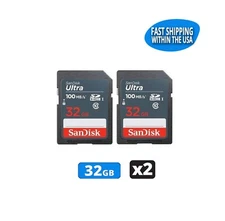 32GB Sandisk Ultra SD Memory cards for Camera/ Trail Camera / Computers (2 Pack)