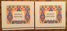2 Rare Fine 1920s Volland Birthday Art Nouveau 3x4 inch Greeting Card