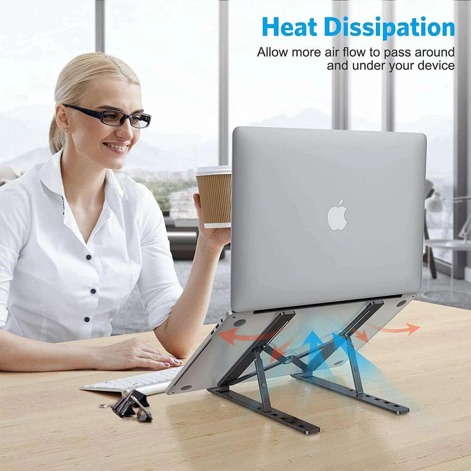 Portable Adjustable Aluminum laptop stand for MacBook, Dell and Ipad(Silver) - Image 3 of 4