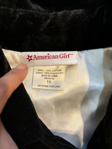 American Girl Coat Sz 10 Black Velveteen Dress Like Your Doll Edwardian Jacket - Picture 2 of 4