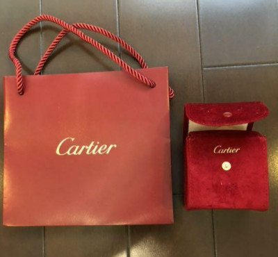 Cartier Watch Case Shopper Bag 2 Set Velor Deep Red Luxury