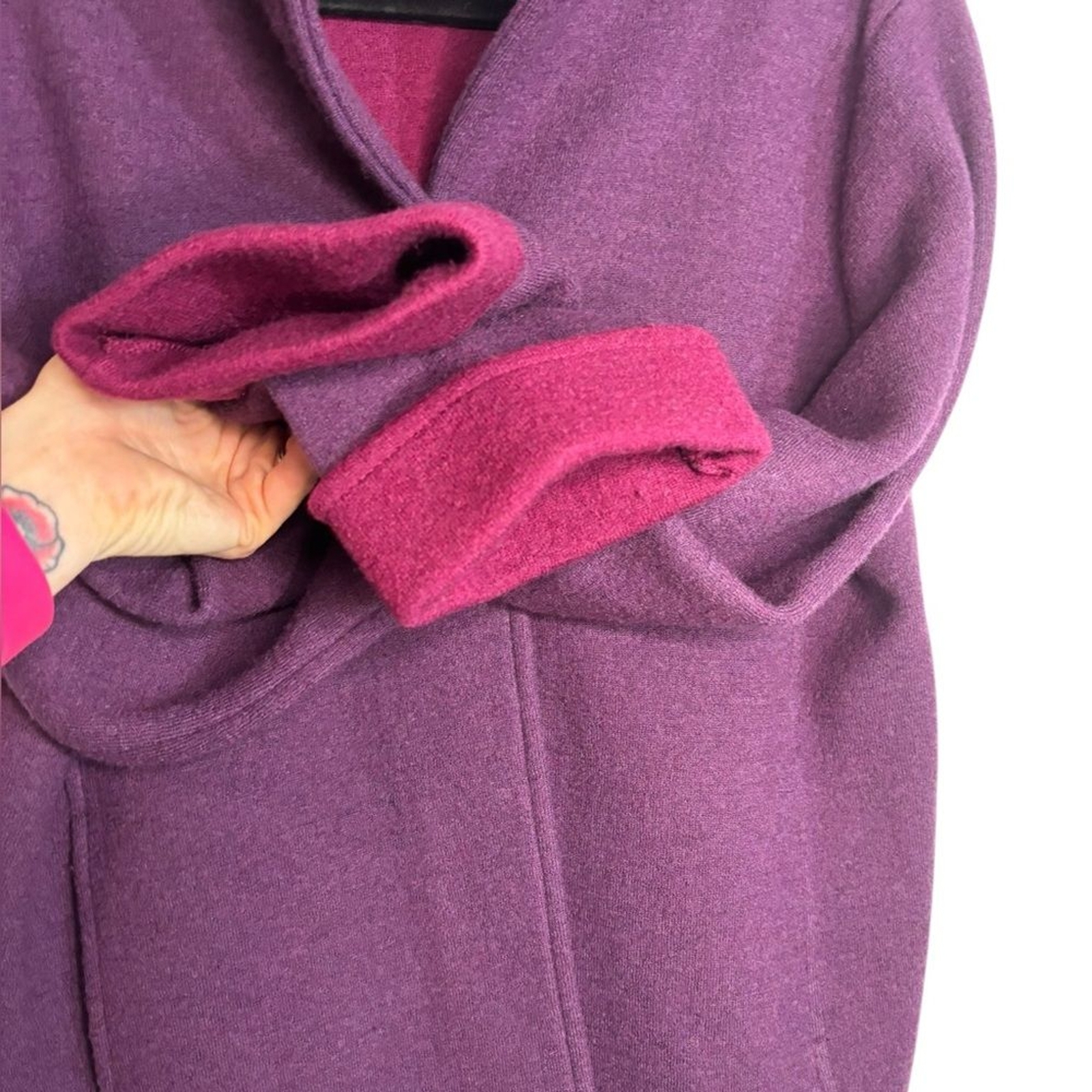 Nomadic Traders Wool Blend Purple Button Sweater … - image 5