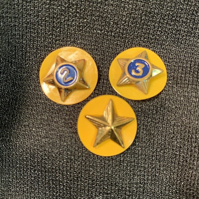 Lot of 3 Cub Scouts BSA Service Star Pins, Uniform Yellow Disk, Brass