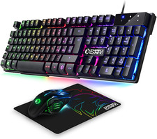 Set Mouse e Tastiera da Gaming Qwerty con LED RGB e Tappetino per Pc Laptop Mac