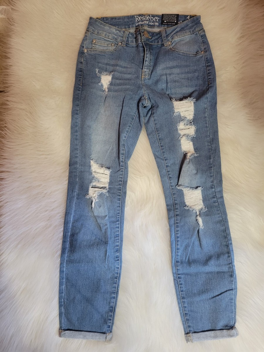 SIZE RESFEBER (NEW) Skinny Boyfriend Distressed Jeans INVPV1448