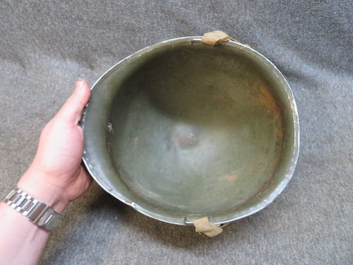 WWII US M1 HELMET-FIXED BAILS FRONT SEAM-W/ WESTINGHOUSE LINER - Picture 10 of 13