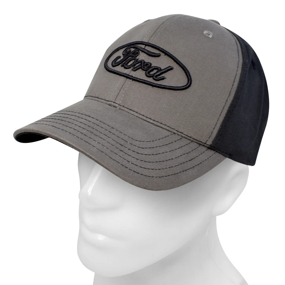 Gorra de béisbol deportiva Ford Logo gris delantera y trasera negra Foto 2 de 3