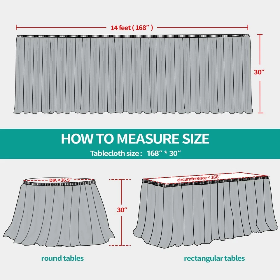 Saia de mesa Surmente toalha de mesa de poliéster 14 pés para casamentos, banquetes ou Resta - Imagem 4 de 4
