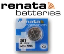 Renata 391 Watch Battery, aka SR1120W or AG6, Swiss Made, Brand New, Exp 11/2026
