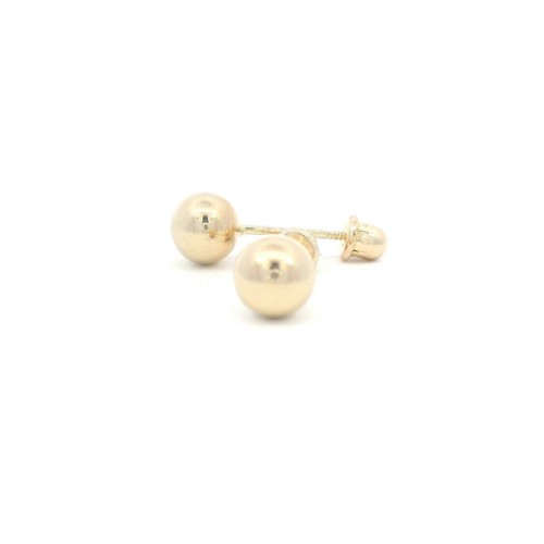 Tioneer 5mm Hollow Ball Screw Back 14k Yellow Gold Screw Back Earrings