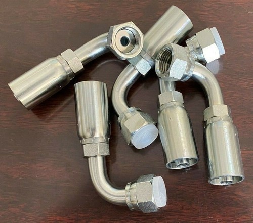 3/8" Female Flat Face Swivel 3/8" Hose WITH A 90 Elbow fitting 5 PK 06UA26 HY - Picture 3 of 3