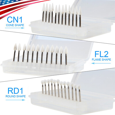 Dental White Stone Aluminum Oxide Polishing FG Burs For High &Low Speed 12/pk st