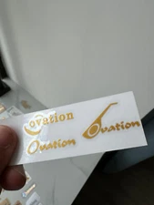 1Set Ovation Guitar Headstock Logo Vinyl UV Transfer RAISED Decal Sticker Golden