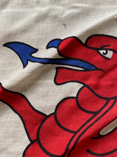 LARGE RARE ANTIQUE EARLY WELSH DRAGON WALES CYMRU MILITARY FLAG - Picture 7 of 10