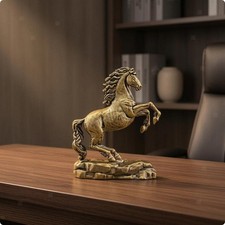 Messingpferd aufb&auml;umend Gl&uuml;ckspferd naturgetreu f&uuml;r Zuhause